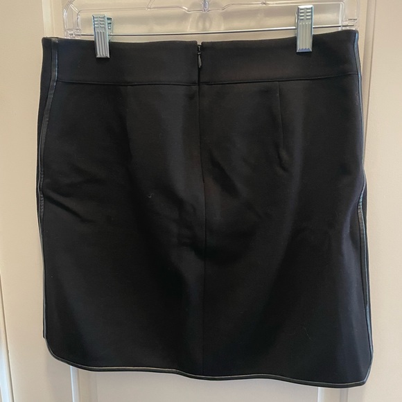 LIKE NEW White House Black Market Black Mini Skirt with Leather Piping - Picture 2 of 3